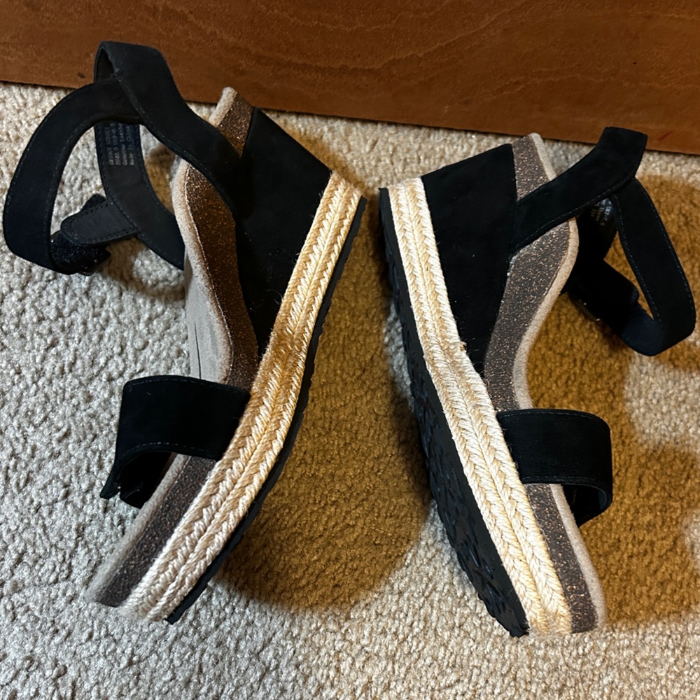 Aetrex Womens Sydney Wedge Sandal Black Size 9,5 US / 40 EU Espadrilles Boho New - Picture 11 of 16